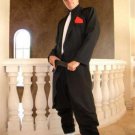 Men'S High Quality Liquid Jet Black Zoot Suit