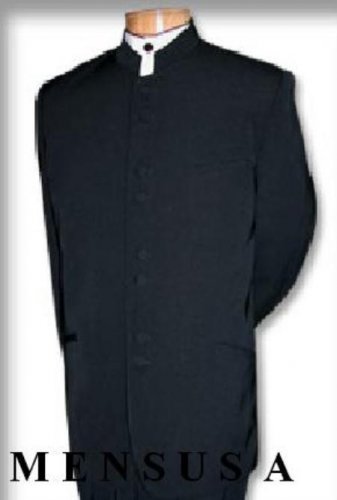 Distinctive Black Mandarin Collar  Bandded Collar Covered Button
