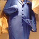 French Blue 5 Button 38\" Length, Solid Sharkskin Look