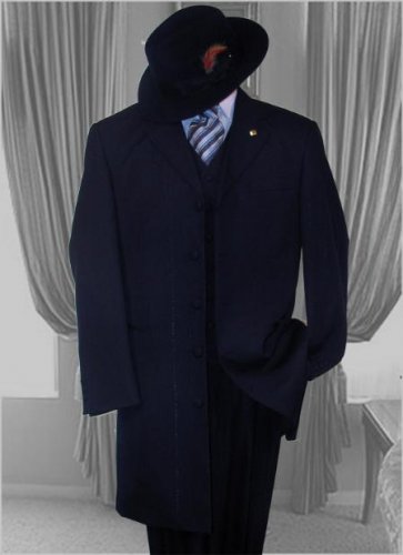 Mens Solid Navy Suit 3Pc Fashion Zoot Suit Very Nice For Any Occasion.