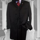Black Suit 3Pc Fashion Zoot With Vest Cover Buttons