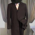 Solid Color Fashion Zoot Suit In Charcoal Gray Fashion Long Jacket Mens Suit