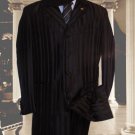Shiny Black Shadow Stripe Ton On Ton Shadow Stripe Mens Fashion Zoot Suit