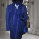 Men'S Vested Royal Blue & Bold Pronounce White Pinstripe Fashion Zoot Suit