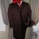 Black W/Red Pinstripe & Bold Pronounce 3Pc Fashion Zoot Suit