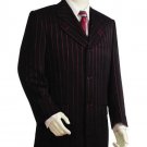 Men'S Long Suits In Black & Red Pinstripes