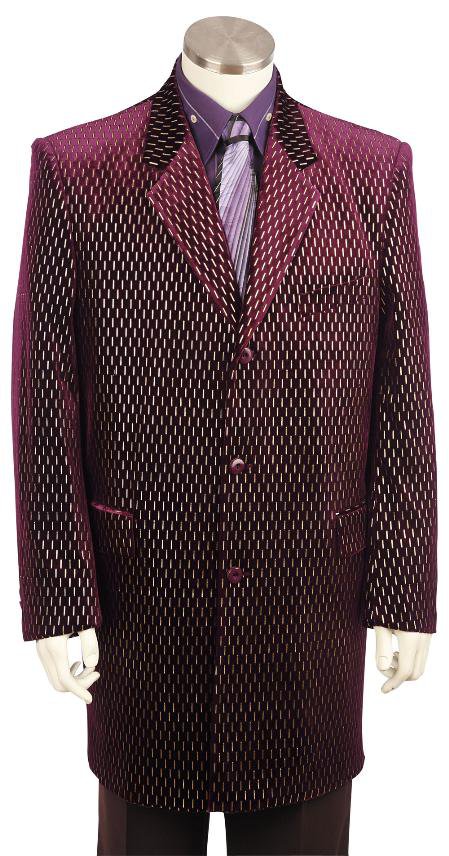 Mens Stylish Velvet Suit Raisin