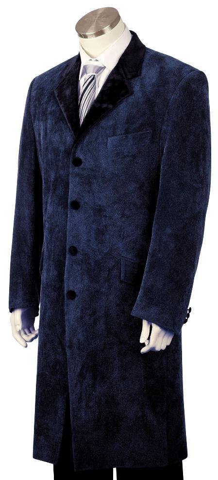 Mens Fashion Velvet Suit Navy