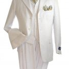 Men'S Elegant White Pinstripe 3 Button Zoot Suit