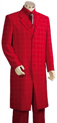 Mens Stylish Hot Red 3 Piece Zoot Suit + Shirt +Tie + Vest