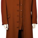 Men'S Fashionable 6 Button Long Zoot Suit Brown, 45'' Long Jacket Extra Long Jacket Maxi Very Long