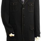 Men'S Exclusive 3 Button Black Safari Military Style Zoot Suit