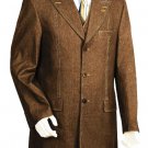 Men'S 3 Piece Vested Brown Unique Exclusive Fashion Denim Fabric Suit