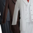 Bold Stripe Three Piece Suit Black, White, Brown