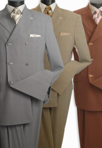 High Fashion Double-Breasted Suit Mustard, Rust, Grey