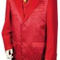 Men'S 3 Piece Designer Fashion Trimmed Two Tone Blazer/Suit/Tuxedo - Fancy Diamond Pattern Red