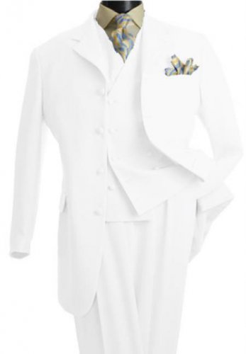 High Fashion 3Pc 4 Button Suit White