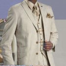 Mens Stylish 3 Button Tan Seersucker Suit