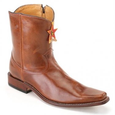 Los Altos Honey Square Toe Leather Ankle Boot