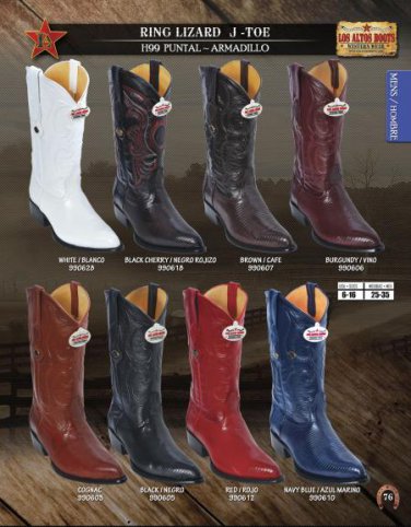 Los Altos J-Toe Genuine Ring Lizard Mens Western Cowboy Boots Diff. Colors/Sizes