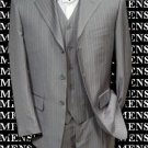 Super Stylish Stunning Light Gray Pinstripe 3 Pieces Vested Super Fine Wool Feel Poly~Rayon