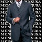 Luxurious Navy Blue With Smooth Pinstripe 3 Piece Vested Business Suits Double Side Vent