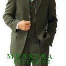 Stunnig High Quality Dark Olive Green 3 Buttons Vested Wool Feel Poly~Rayon Fabric Suit #169