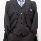 Mens Super Stylish Stunning Charcoal Gray Pinstripe 3 Pieces Vested Suits