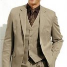 High Quality Dark Tan 2 Btn Vested 100% Wool Feel Poly Rayon Suit Notch Lapel Vented