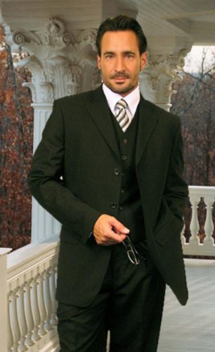 Ts-3V Nice 3Pc 3 Button Solid Color Olive Mens Suit