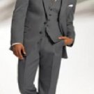 Mens Gray 2 Button Vested 3 Piece Suit - Jacket + Pants + Vest