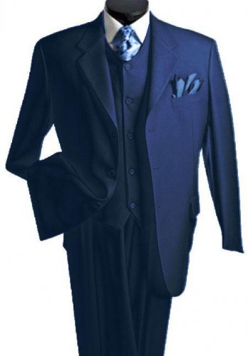Men'S 3 Piece Premium Fine Navy Blue Suit