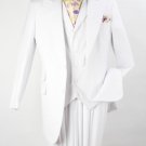 Men'S 3 Piece Fashion Suit - Wool Feel With Peak Lapel Pure White