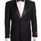 Black 2 Button Wool Tuxedo 1 Pleated Pants