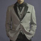 2 Button 3 Piece Black Checkered Fitted Tuxedo