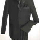 Tone-On-Tone Stripe Men'S Three Button Satin Notch Lapel Tuxedo Black Shadow Stripe