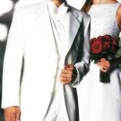 Light Weight White Mens Tuxedo 3 Buttons Vested + Tuxedo Shirt & Bow Tie Package