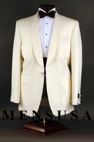 Best Quality Superfine 120'S Wool 1-Button Shawl Single-Breasted, Color: Ivory