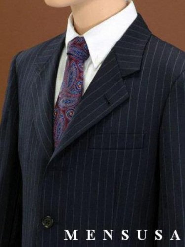 Boys Black Pinstripe Suits 3 Buttons Super Fine Wool Feel Poly~Rayon Blend Suit