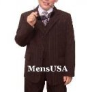 Boys Black Pinstripe Suits 3 Buttons Super Fine Wool Feel Poly~Rayon Blend Dress Formal Suit