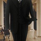 Black 3Pc Solid Suit With Vest For Kids