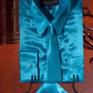 Boys Turquoise Satin Dress Shirt Combo