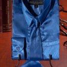 Boys Royal Blue Satin Dress Shirt Combo