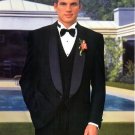 One Button Shawl Lapel 100% Wool Black Tuxedo