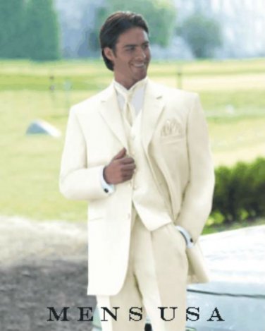 Vittori Collection Ivory/Off White 3 Piece Men'S Vested Light Weight Fine Soft