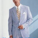 Causal White & Sky Blue Pinstripe Seersucker Summer Suits 2 Button Cotton Summer Suits Cool
