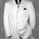 White Shadow Pinstripe Fashion Notch Collar; 38\"Long Jacket Suits