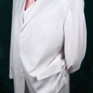 White  Extra Fine Soid White Color 3Pc Vested Suit