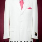 Shiny White Single Breasted, 3 Buttons With Side Vents, Tone On Tone Stripe