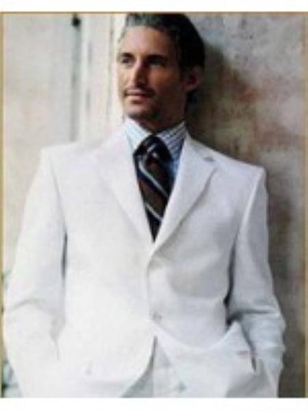 Mens Suit In 3 Button Style Blend Suit White Or Off White
